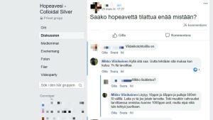 Mikko Viinikainen lovar tillverka nytt silvervatten så fort föregående sats tar slut. Bild ur Facebookgruppen Hopeavesi - Colloidal silver. Diskussion om silvervatten i Facebookgruppen Hopeavesi - Colloidal Silver.