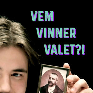 Ung man visar Victor d´Hondts bild.