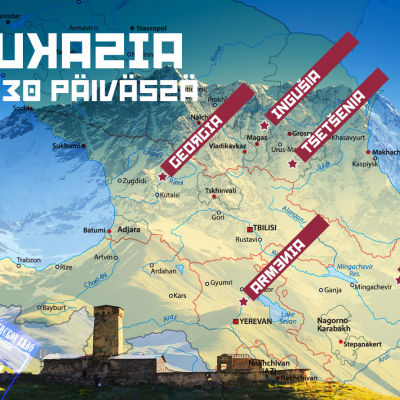 Kaukasia 30 päivässä -ohjelmasarjan reittikartta
