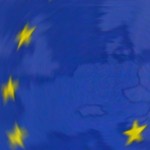 EU.n lipun tähtiä, taustalla kartta