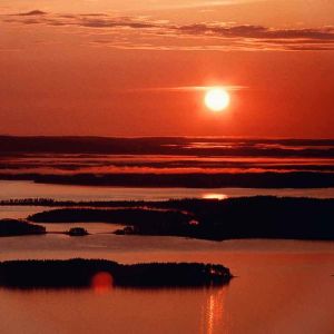 auringonlasku, maisema