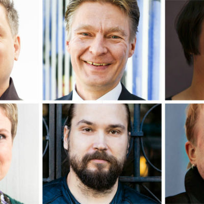 Tommi Kinnunen, Riku Korhonen, Emma Puikkonen, Sirpa Kähkönen, Jukka Viikilä och Peter Sandström.