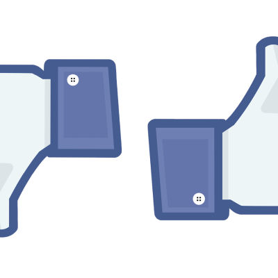 Facebooks tumme - en som pekar uipp och en som pekar ner.
