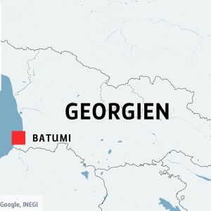 Karta där Georgien, Svarta havet och Batumi syns.