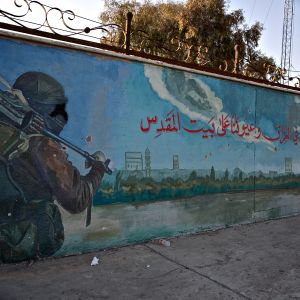 Isiksen voittokulkua kuvaava seinämaalaus Mosulin kaupungissa Irakissa.
