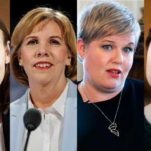 Fyra politiker i ett bildcollage. Från vänster: Li Andersson, Anna-Maja Henriksson, Annika Saarikko och Emma Kari.
