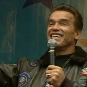 Arnold Schwarzenegger Suomessa 1991.