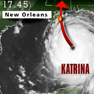 Uutisgrafiikkaa hirmumyrsky Katrinasta.