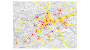 Stadscyklarna kommer att finnas på flera platser i staden. Stadscykelstationer i Åbo.