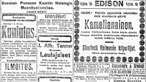 Lehti-ilmoitus Työmies-lehdessä maaliskuussa 1918.