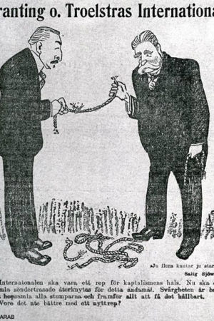 Konferensen syntes också i pressen karikatyr om socialism, två män ett rep
