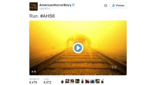 Kuvakaappaus American Horror Storyn twitteristä. Jutussa linkki tilille. // Kuva: Kuvakaappaus: AHSFX/twitter: https://twitter.com/AHSFX