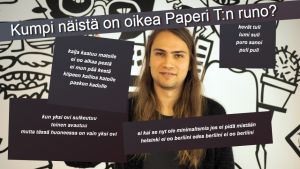 Paperi T:n runoutta ja Twitter-parodiaa. // Kuva: YleX ja kuvakaappauksia anarkismi.orgin nettitestistä.