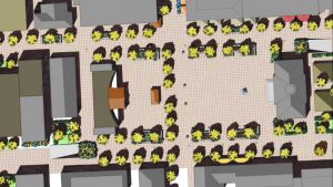 Planteringar och mötesplatser på torget i Jakobstad enligt byråarkitekt Sören Öhbergs vision i hans magistersavhandling. Planteringar och mötesplatser på torget i Jakobstad enligt byråarkitekt Sören Öhbergs vision i hans magistersavhandling