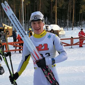 Patrik Kuuttinen i skidspåret vintern 2018. Patrik Kuuttinen, junior-FM 2018.