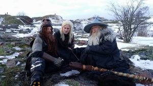 Sormusten herran taruhahmot GImli (Risto Kuusisto), Legolas (Tero Karhu) ja Gandalf (Juha Roiha) Suomenlinnassa