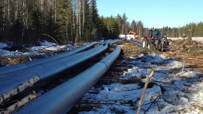 Avtappningsledning från Talvivaara till sjön Nuasjärvi.