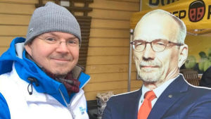 Andreas Elfving tyckte att Nils Torvalds bidrog med substans till debatten. Andreas Elfving tillsammans med Nils Torvalds i kartong.