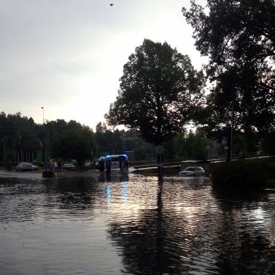 Översvämning i Karis centrum