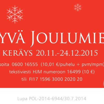 Hyvä joulumieli -keräys.