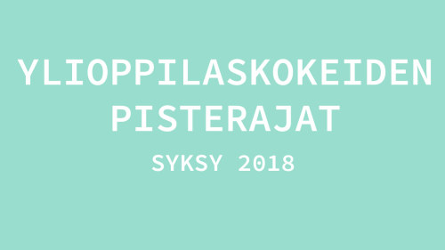 Ylioppilaskokeiden Pisterajat Syksy 2018 Abitreenit Yle Fi