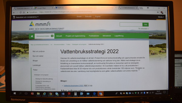 Skärmdump med texten vattenbruksstrategi 2022. 