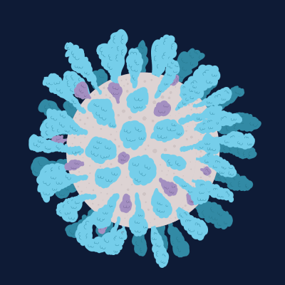Grafiikkassa lintuinfluenssavirus.