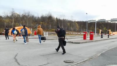 Asylsökande vid gränsövergången i Storskog.