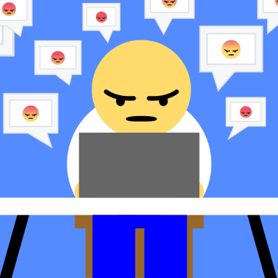 Ihmiskoe Facebookin vihakuplassa, kuvitus