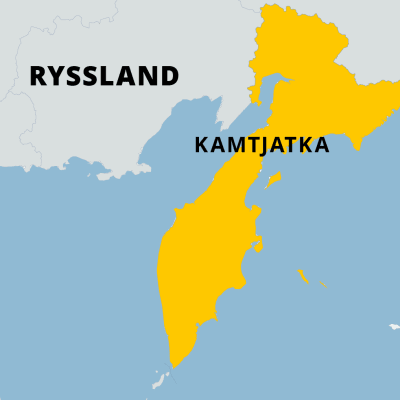 Karta där man kan se halvön Kamtjatka. 
