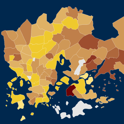 Karttakuva Helsingin koronatilanteesta 11.8.-24.8.2021