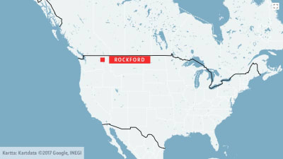 Karta över USA med staden Rockford i Washington markerat.