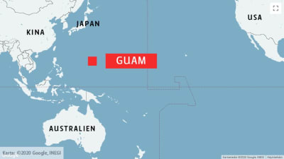 Karta över Stilla havet och Guam.