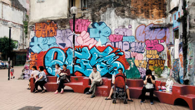 Egs graffitimålning i Macao, Kina, från 2014. 