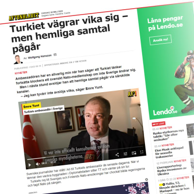 Kuvakaappaus Aftonbladetin jutusta.