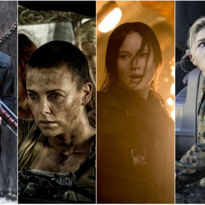 Tris (Shailene Woodley), Furiosa (Charlize Theron), Katniss (Jennifer Lawrence) och Cassie (Chloë Grace Moretz)