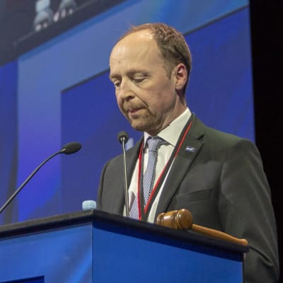 Jussi Halla-aho Perussuomalaisten puoluekokouksessa