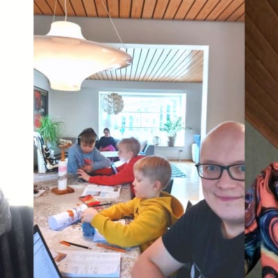 Aila Seppälä, Antti Toivanen perheineen ja Atte Ahokas.