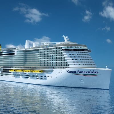 Illustrerande bild av kryssningsfartyget Costa Smeralda då det byggts på Åbovarvet.