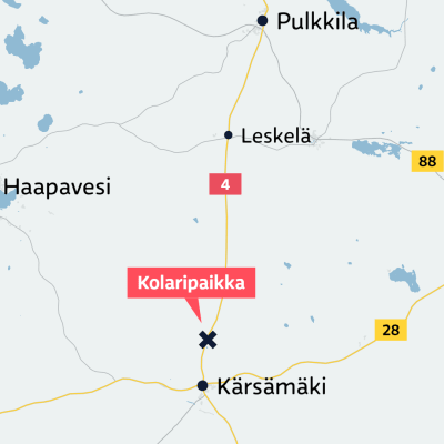 Kartalle on merkitty kolaripaikka Kärsämäen pohjoispuolelle.