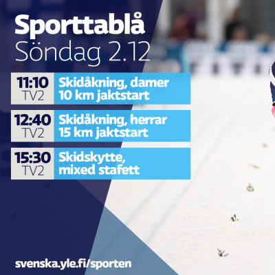 Yle Sportens TV-utbud söndagen 2.12.