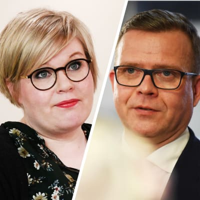Kaksi kuvaa, joissa ovat keskustan puheenjohtaja ja valtiovarainministeri Annika Saarikko ja kokoomuksen puheenjohtaja Petteri Orpo. 