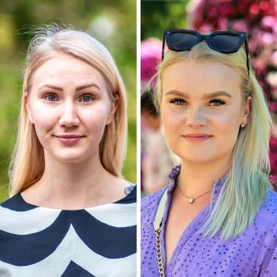  Kahden kuvan yhdistelmä, joista toisessa on sosialidemokraattisten nuorten puheenjohtaja Pinja Perholehto ja toisessa kokoomusnuorten puheenjohtaja Ida Leino.