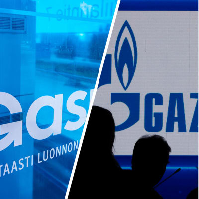 Useamman kuvan yhdistelmä, jossa näkyy Gasumin ja Gazpromin logot.