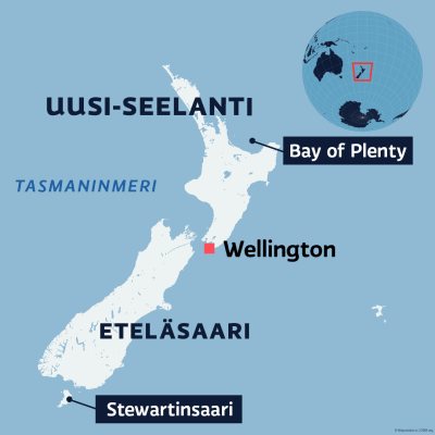 Kartta Uudesta-Seelannista.