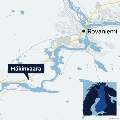 Kartalla näkyy Häkinvaara ja Rovaniemi.