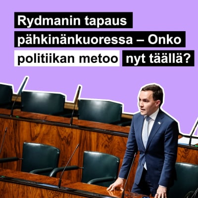 Kuvassa kansanedustaja Wille Rydman seisoo yksin eduskunnan täysistuntosalin permannolla