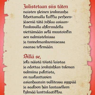 Naisten joulurauhan julistus jouluna 2015