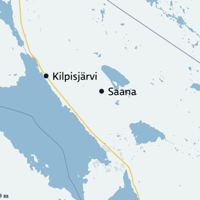 Kilpisjärvi ja Saana-tunturi kartalla.