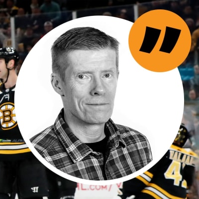 Anders Nordenswan inflikt över en bild på en ishockeymatch. Det är Washington Capitals mot Boston Bruins